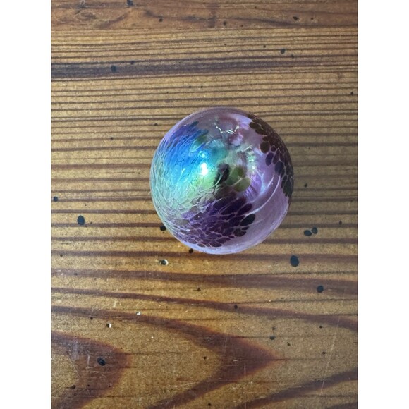 Vintage 1989 Mount Saint Helens Ash Iridescent Art Glass Egg Paperweight Signed - Picture 11 of 15